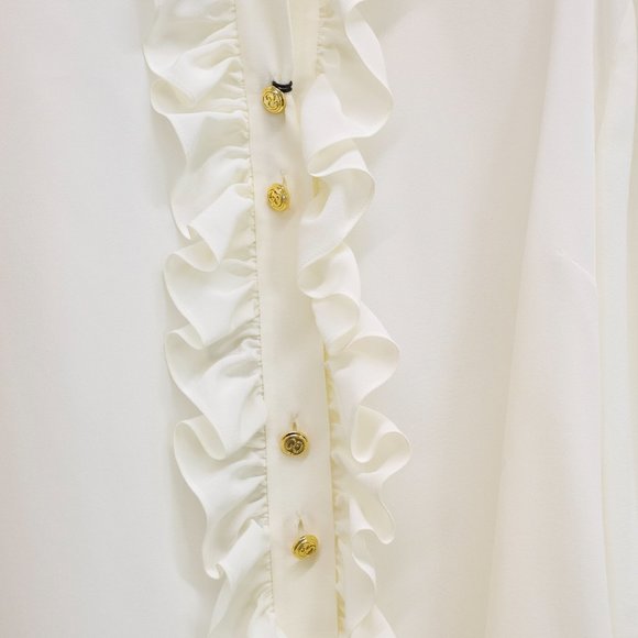 Gucci Spring 2022 Crêpe de Chine White Silk Ruffle Blouse - Picture 9 of 16